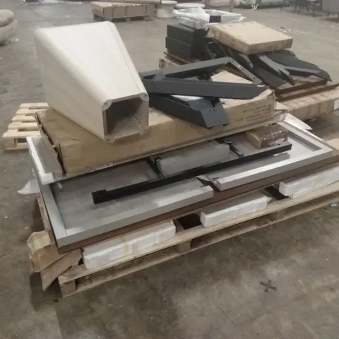 PALLET OF ASSORTED DESIGNER INCOMPLETE OR DAMAGED FURNITURE PARTS AND PIECES