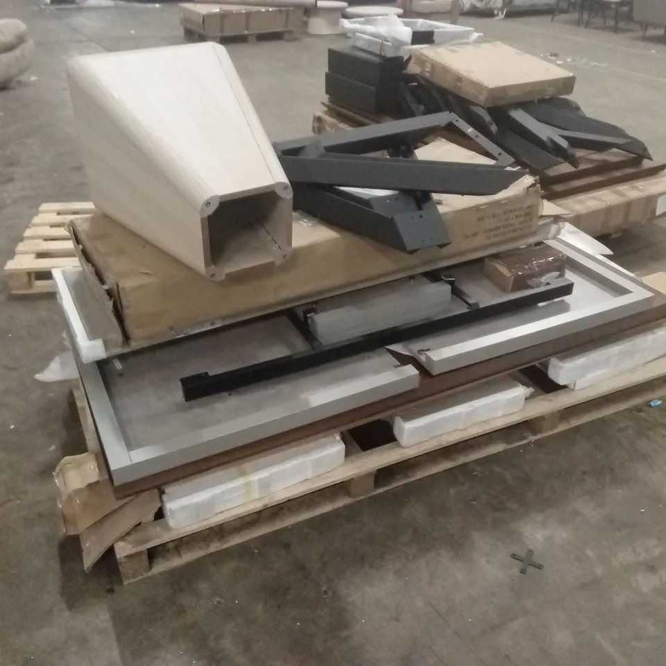 PALLET OF ASSORTED DESIGNER INCOMPLETE OR DAMAGED FURNITURE PARTS AND PIECES