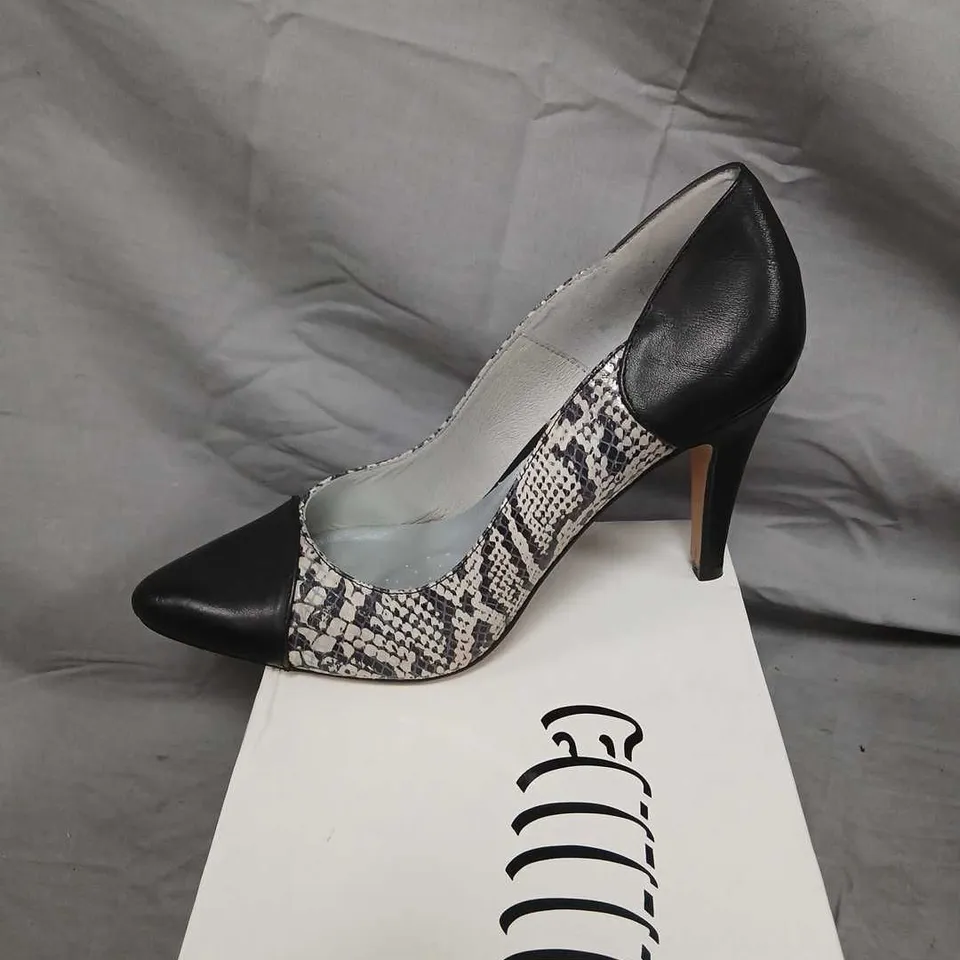 CAPOLLINI RAYNA BLACK SNAKE PATTERN HIGH HEELS – UK 8 (EU 41)