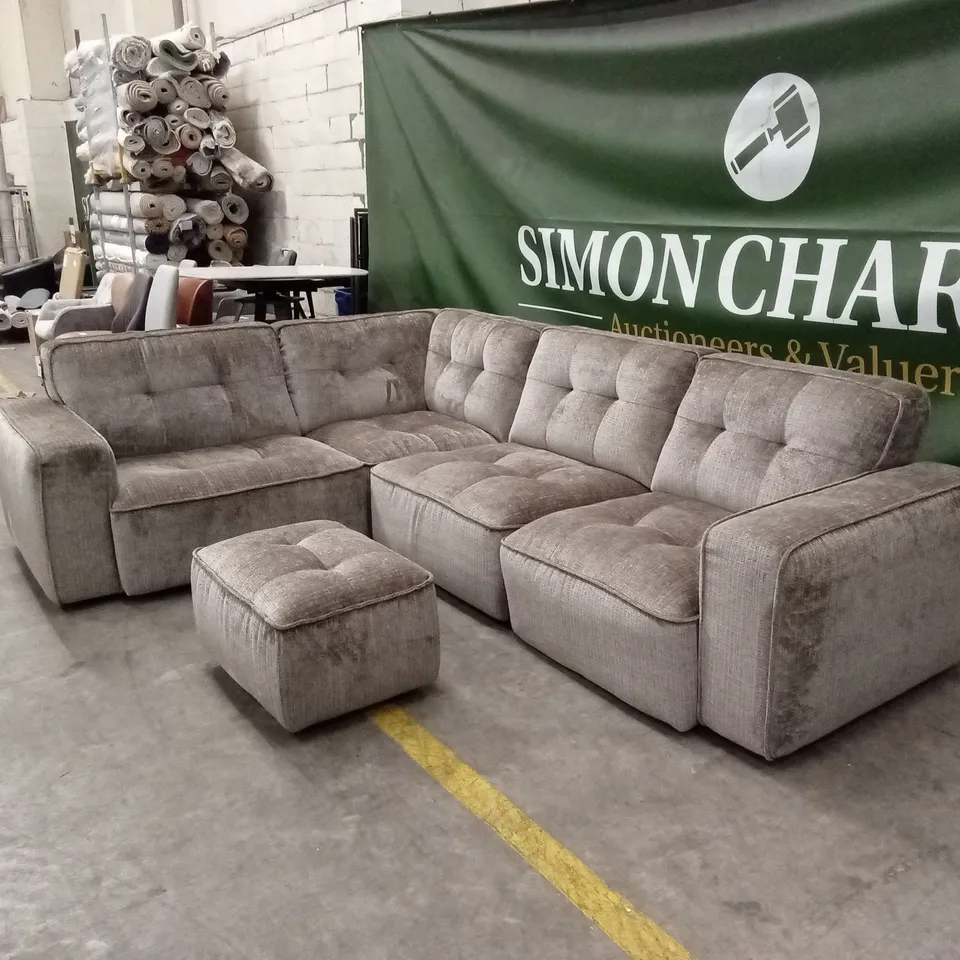 QUALITY DESIGNER ITALIAN MADE GRAVINA MODULAR FABRIC CORNER SOFA WITH FOOTSTOOL