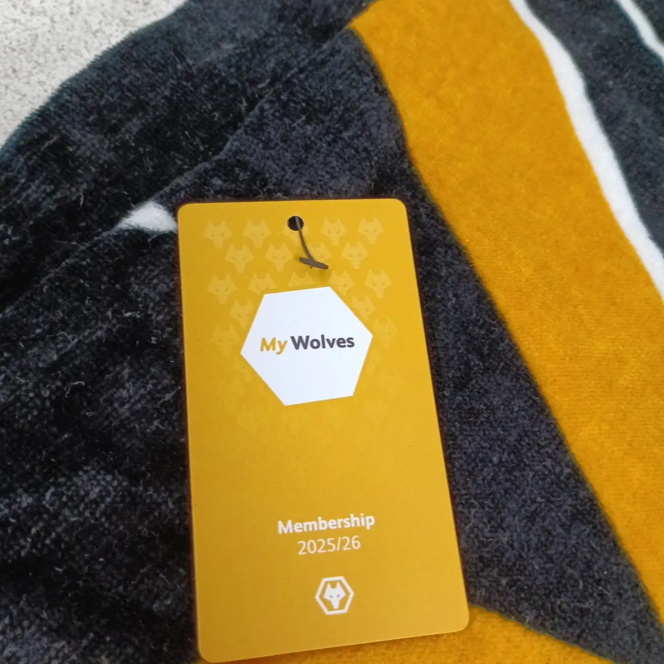 WOLVES FLEECE THROW BLANKET – BLACK WITH GOLD 'WOLVES' LETTERING