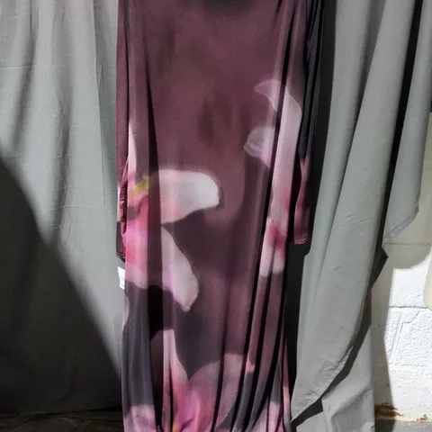 BOOHOO WOMEN'S EVENING DRESS – PURPLE GRADIENT WITH FLORAL PRINT SIZE 26