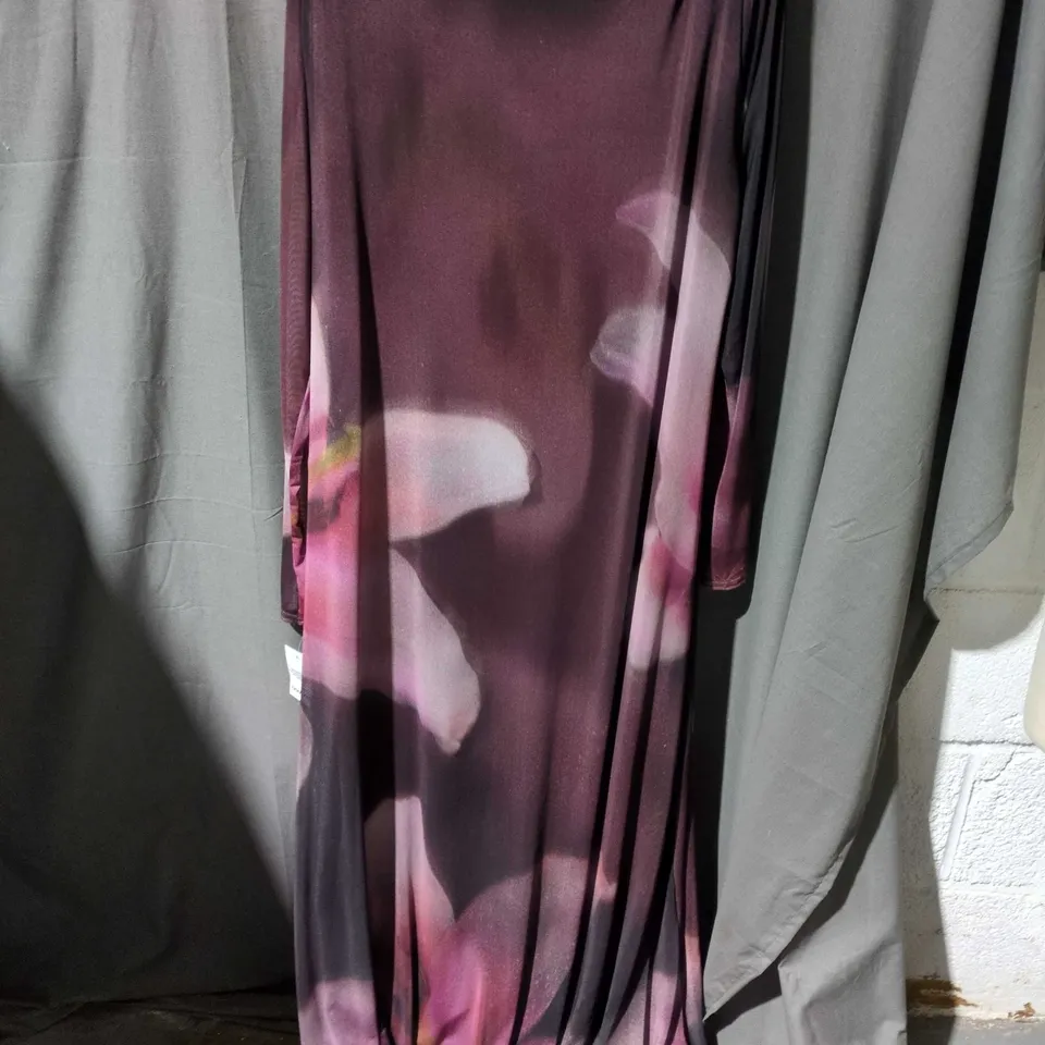 BOOHOO WOMEN'S EVENING DRESS – PURPLE GRADIENT WITH FLORAL PRINT SIZE 26