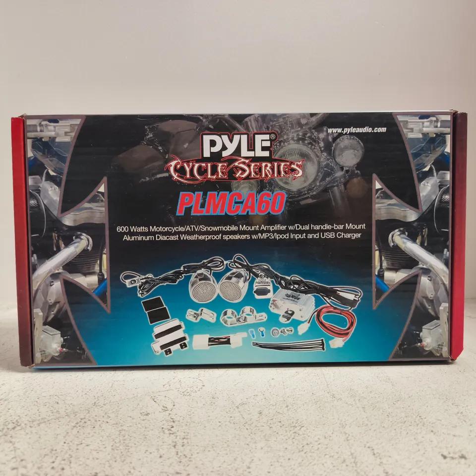 BOXED PYLE CYCLE SERIES PLMCA60 600W MOTORCYCLE/ATV/SNOWMOBILE MOUNT AMPLIFIER KIT