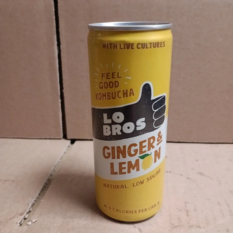 BOXED SET OF 12 LO BROS GINGER & LEMON KOMBUCHA CANS (12X250ML)