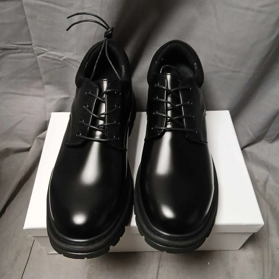 CONZURI UK 10 MEN'S BLACK LEATHER LACE-UP SHOES WITH CHUNKY SOLE (US 11, EUR 45)