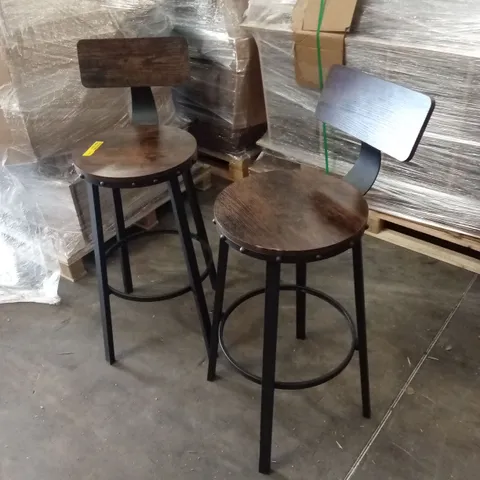 SET OF 2 SHAKIR 73.2cm BAR STOOLS - RUSTIC BROWN/BLACK