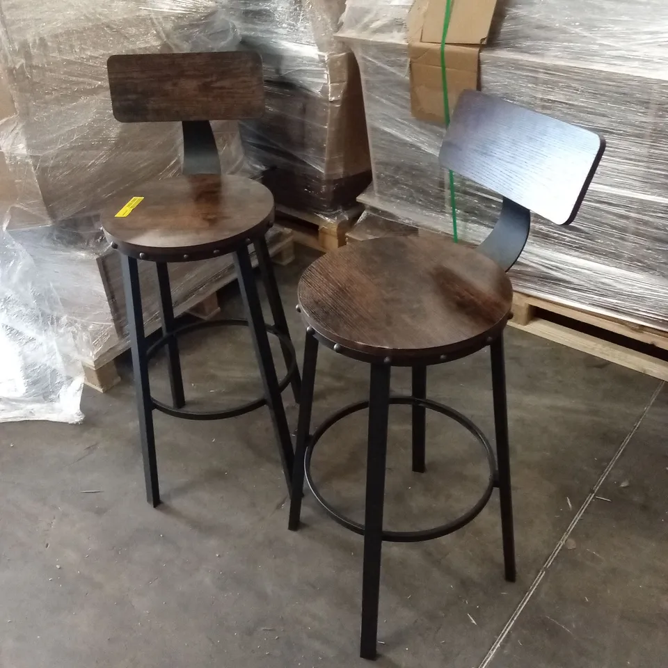 SET OF 2 SHAKIR 73.2cm BAR STOOLS - RUSTIC BROWN/BLACK