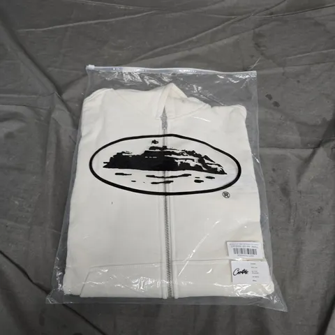 BAGGED CORTEIZ ISLAND PUFF PRINT ZIP HOODIE – OFF WHITE, SMALL