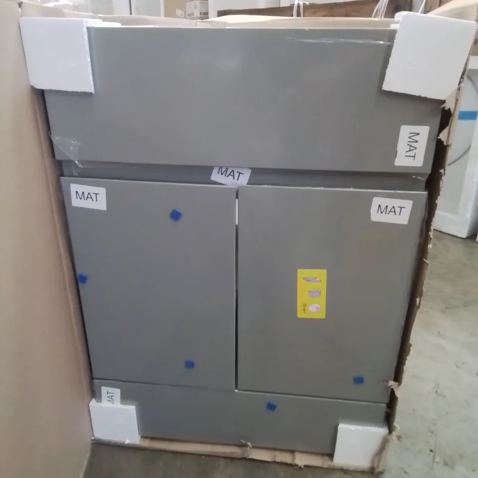 BOXED AS NEW VELDEAU LIANA SLIM 600MM FS VANITY UNIT IN MATT TRUFFLE - 631X246X836MM