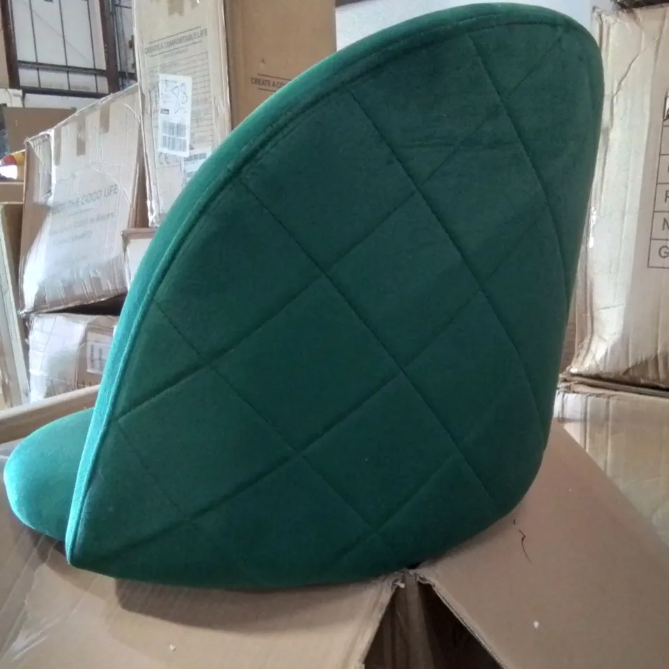 BOXED SHILOH SET OF TWO VELVET UPHOLSTERED GREEN DINING CHAIRS