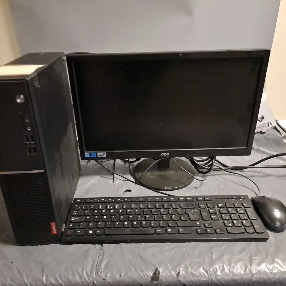 LENOVO INTEL CORE I3 7100 COMPUTER WITH AOC MONITOR AND KEYBOARD AND MOUSE