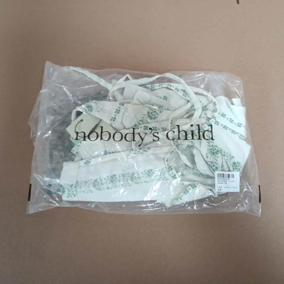 BAGGED NOBODYS CHILD THANDY TOP IN CREAM/GREEN - UK 6