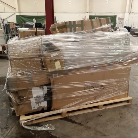 PALLET OF ASSORTED INCOMPLETE FURNITURE PARTS AND PIECES 