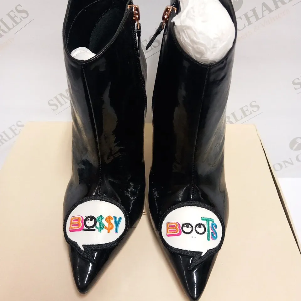 BOXED PAIR OF SOPHIA WEBSTER BOSSY BOOTS BLACK SIZE 40