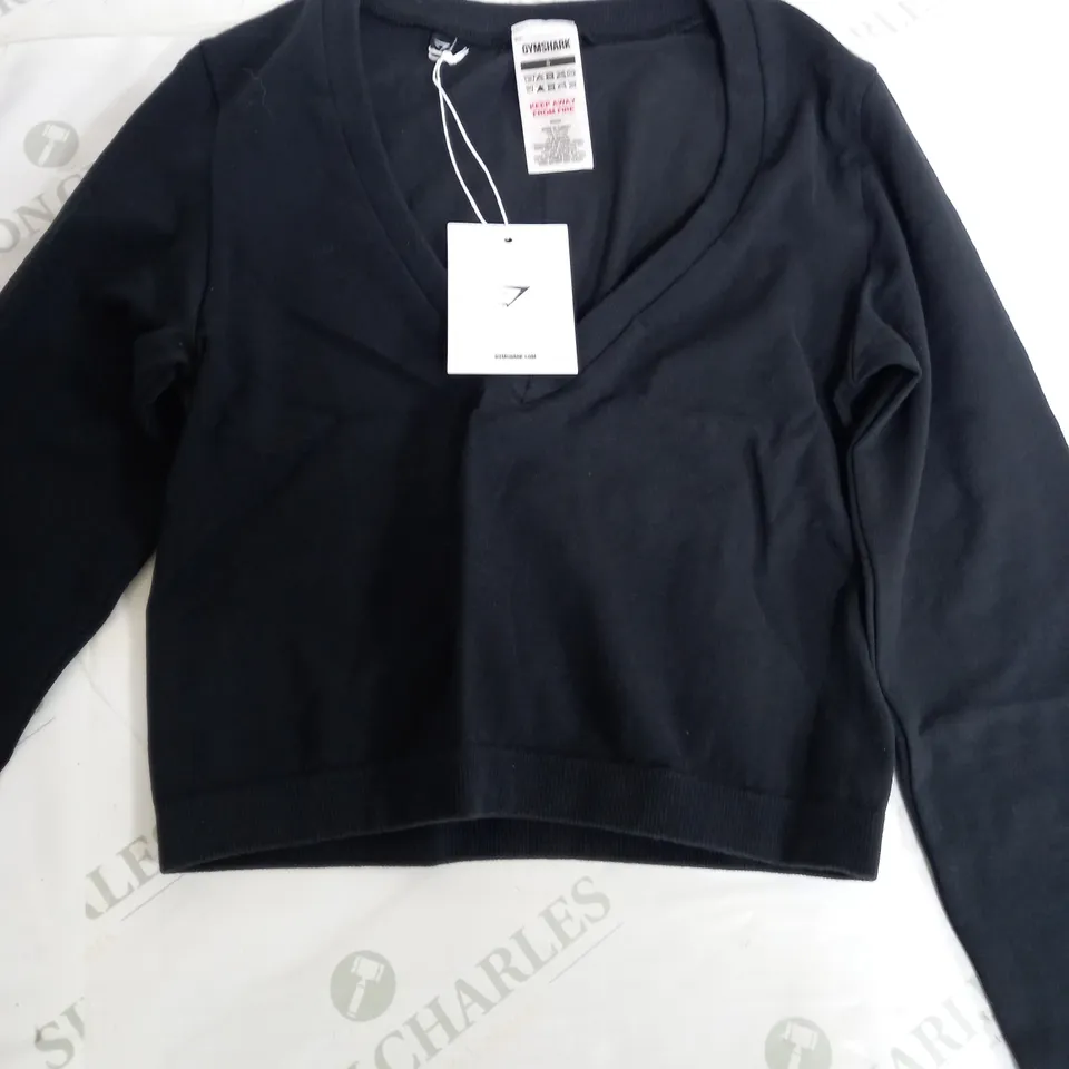 GYMSHARK COTTON SEAMLESS LONG SLEEVE MIDI TOP - SMALL