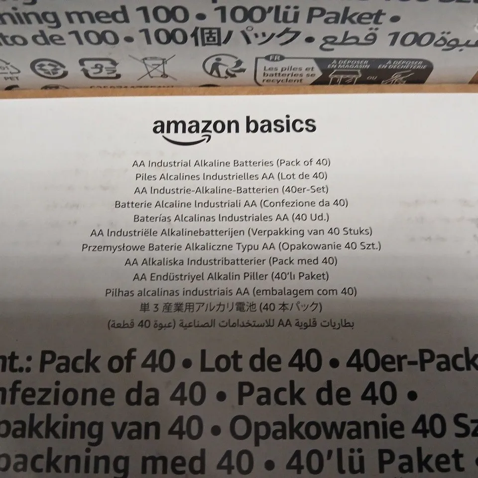 LOT OF 2 MULTI-PACKS OF AMAZON BASIC AA BATTERIES - 100 & 40 PACK