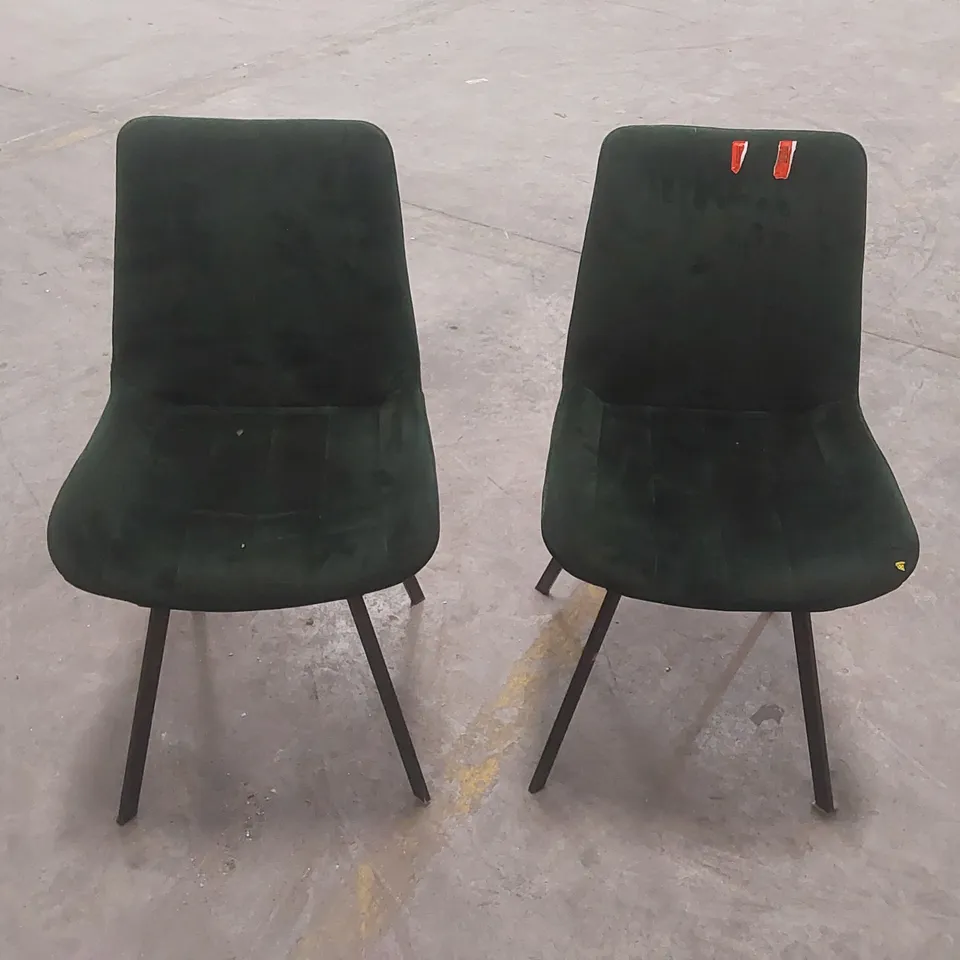 SET OF 2 CORALIE VELVET UPHOLSTERED DINING CHAIRS - FOREST GREEN 