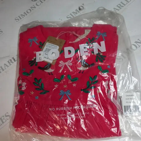 BAGGED MINI BODEN EMBROIDERED CORD FESTIVE DRESS SIZE 3-4 YEARS