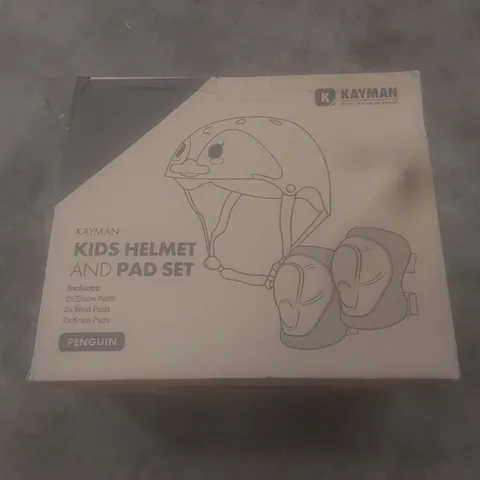 BOXED KAYMAN KIDS HELMET AND PAD SET - PENGUIN