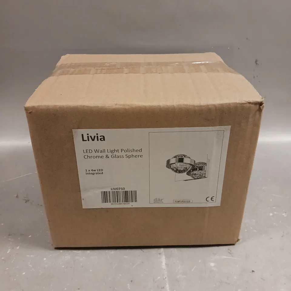 BRAND NEW BOXED DAR LIGHTING LIVIA WALL LIGHT POLISHED CHROME LED