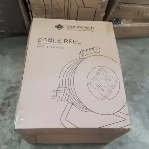 BOXED DESIRETECH 50m 4 SOCKET CABLE REEL