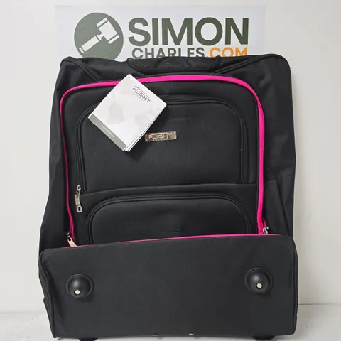 FLIGHT KNIGHT BLACK SOFT-SIDED CABIN CARRY-ON SUITCASE WITH WHEELS