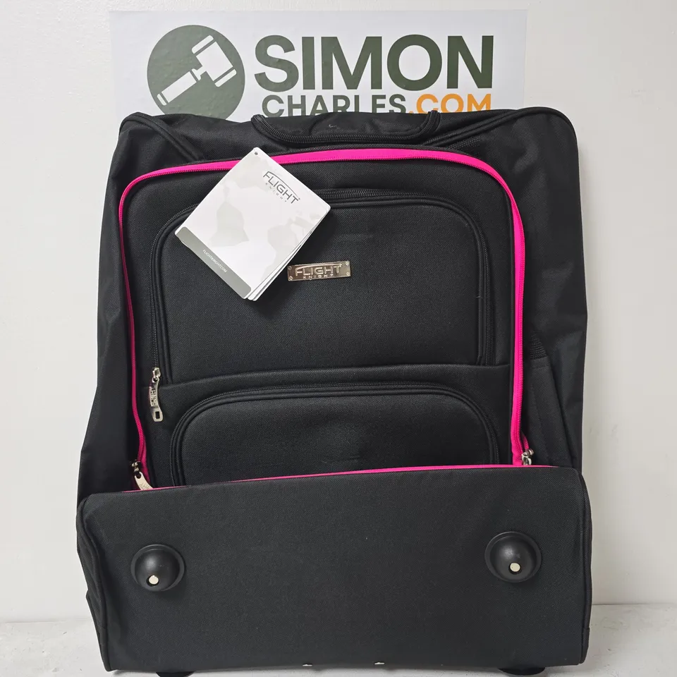 FLIGHT KNIGHT BLACK SOFT-SIDED CABIN CARRY-ON SUITCASE WITH WHEELS