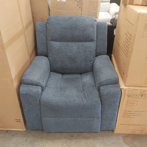 DESIGNER UPHOLSTERED CHUNKY WEAVE FABRIC MANUAL RECLINER ARMCHAIR
