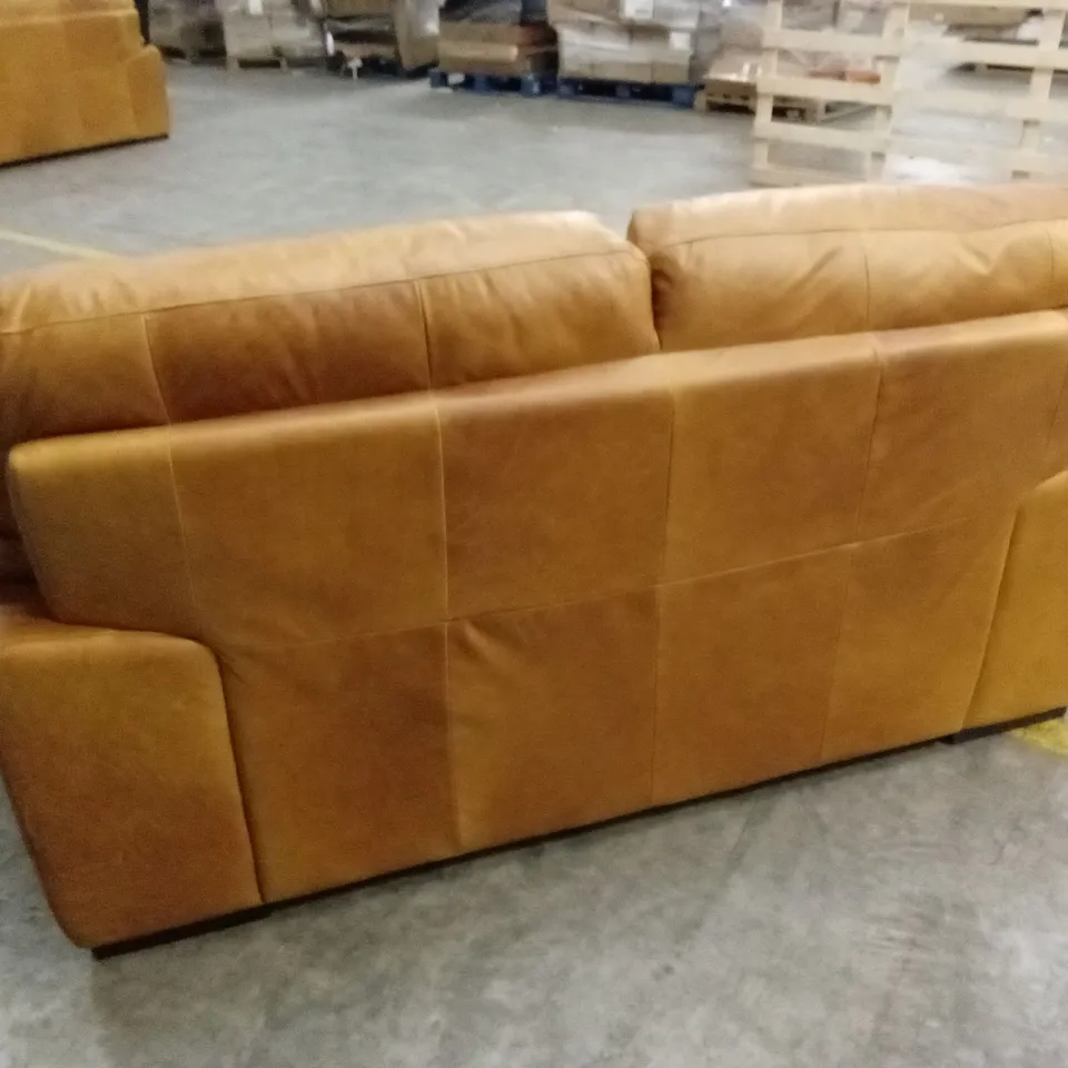 QUALITY DESIGNER ITALIAN MADE BRUNELLO 2 SEATER LEATHER LOVESEAT SOFA - TAN