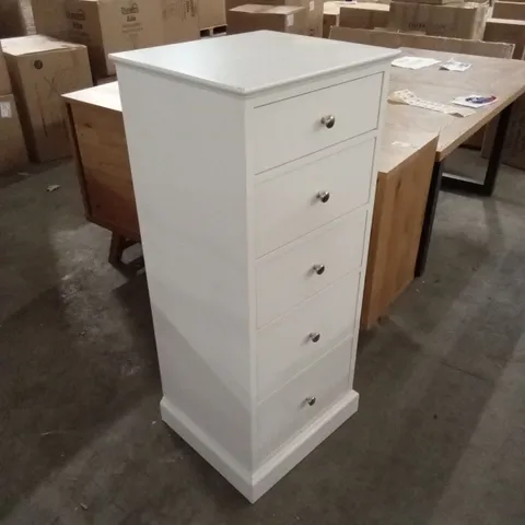 QUALITY DESIGNER ASHBY WHITE 5 DRAWER CHEST