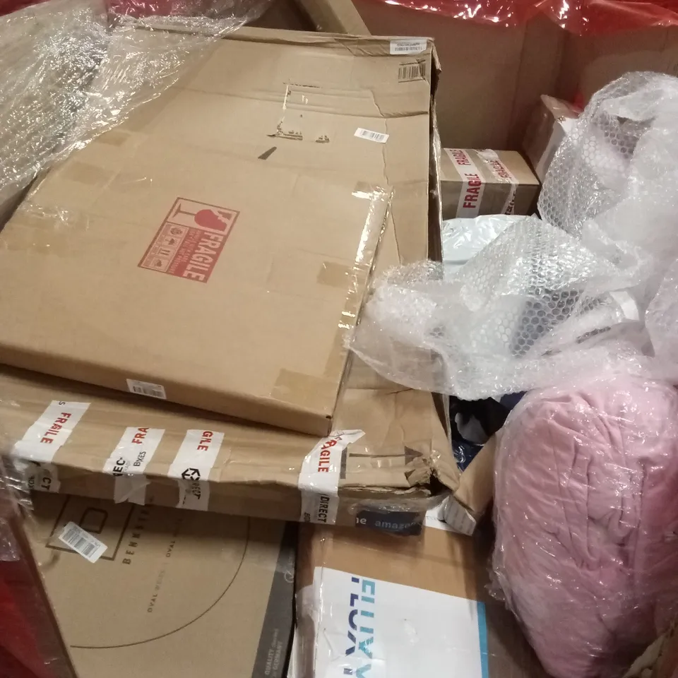 PALLET OF ASSORTED HOUSEHOLD GOODS AND PRODUCTS TO INCLUDE; TOYS, TOILET SEATS, PRAM ETC