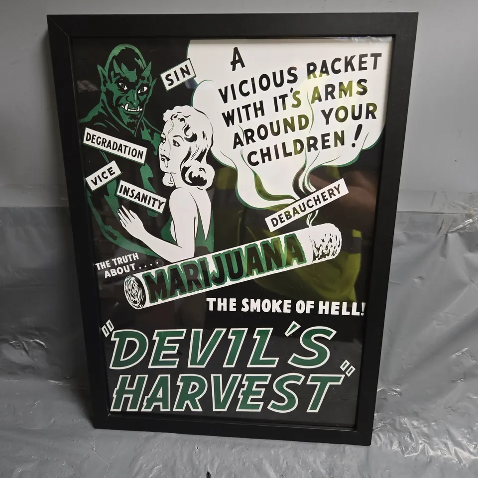 DEVIL'S HARVEST POSTER – FRAMED ANTI-DRUG PROPAGANDA PRINT