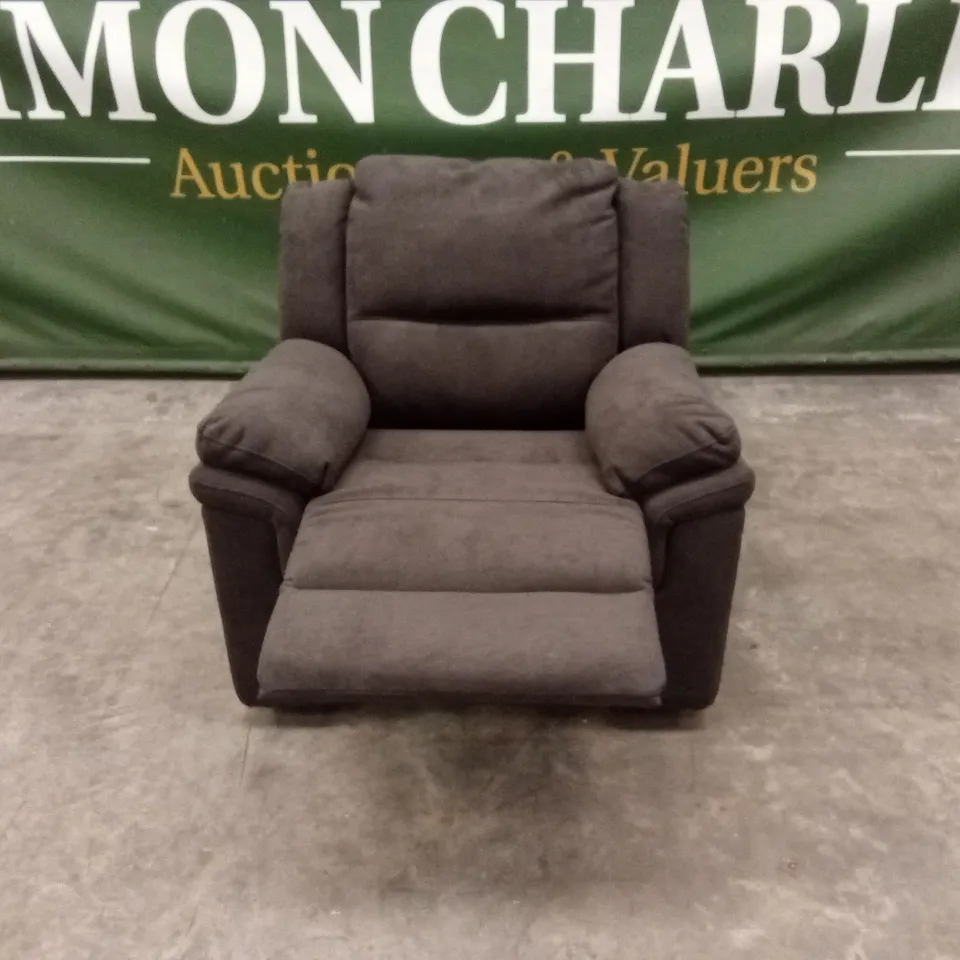 ALBION CHENILLE HIGH BACK MANUAL RECLINER ARMCHAIR - CHARCOAL RRP £479