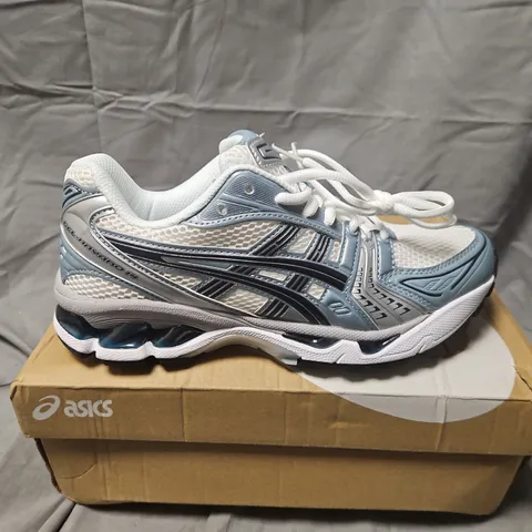 BOXED ASICS GEL-KAYANO 14 TRAINERS β WHITE/GREY, UK 6.5 (US 7.5) β MEN