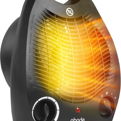 BOXED ABODE ELECTRIC FAN HEATER 2000W WITH 2 HEAT SETTINGS, OVERHEAT PROTECTION & SAFETY TIP OVER SWITCH, ADJUSTABLE THERMOSAT & COOLING ONLY SETTING, PORTABLE & LIGHTWEIGHT BLACK AFH1002B