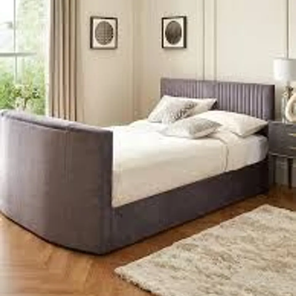 BOXED PRENT DOUBLE TV BED IN GREY (4 BOXES)