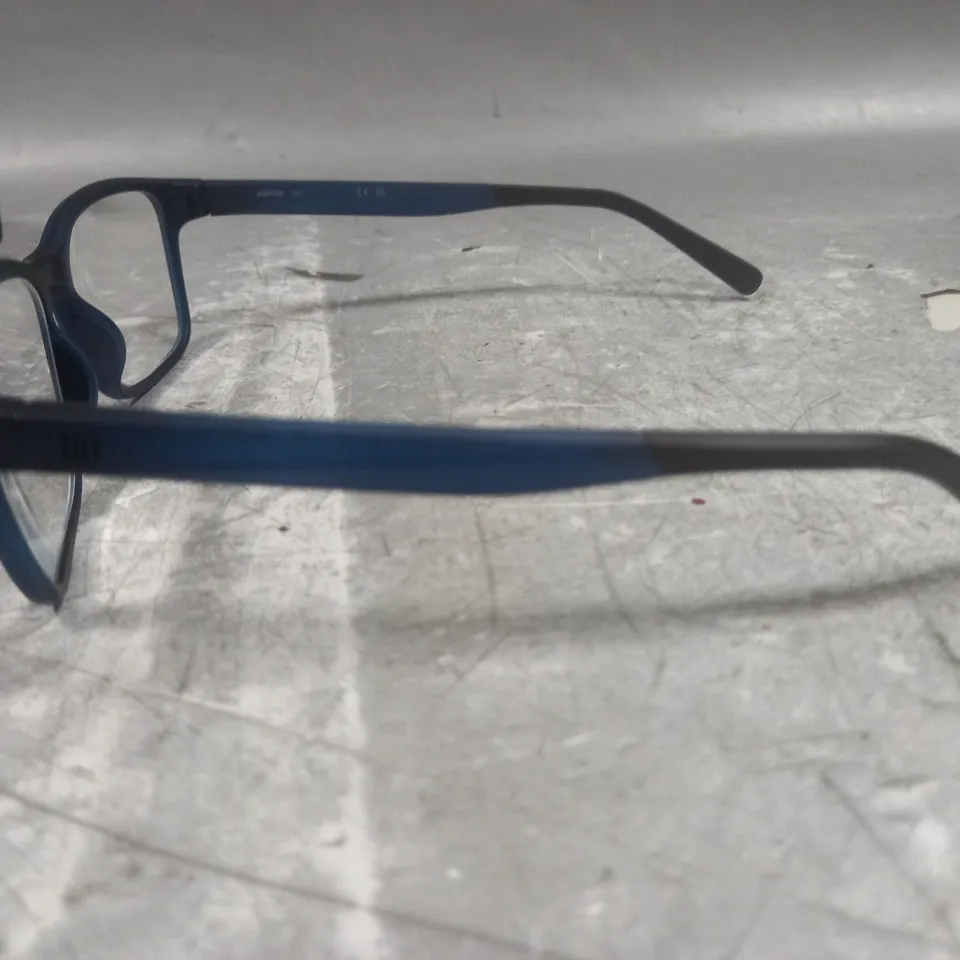 PAIR OF UNOFFICIAL BLUE/BLACK FRAMED GLASSES IN CASE