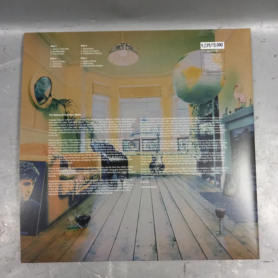 OASIS DEFINITELY MAYBE 30TH ANNIVERSARY LENTICULAR SLEEVE LIMITED EDITION VINYL - 9239/15000