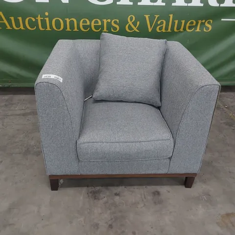 DESIGNER SQUARE TUB EASY CHAIR GREY FABRIC