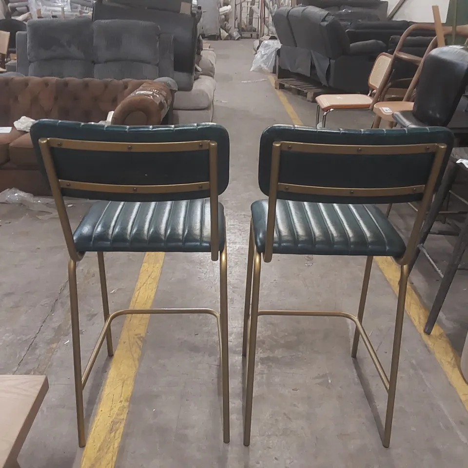 SET OF 2x DINER LEATHER BAR STOOLS