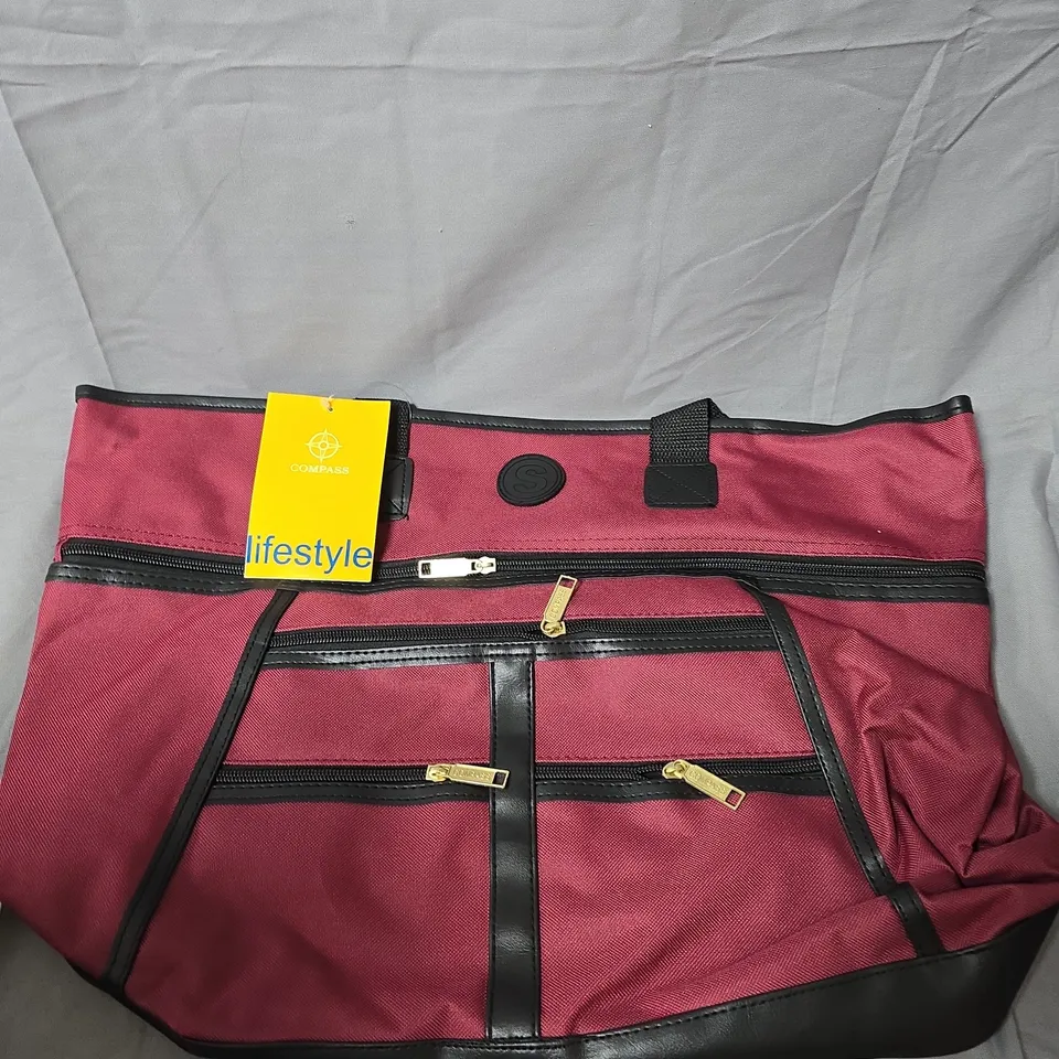 COMPASS LIFESTYLE DUFFEL BAG – MAROON WITH BLACK TRIM