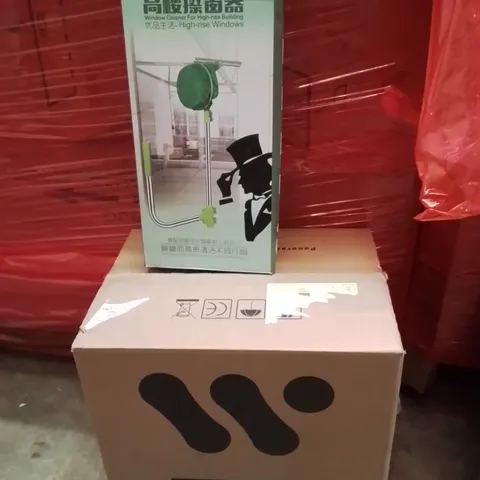 PALLET OF ASSORTED HOUSEHOLD GOODS AND PRODUCTS TO INCLUDE;PANORAMIC GLASS FOR COMPUTERS,WINDOW CLEANING TOOL
