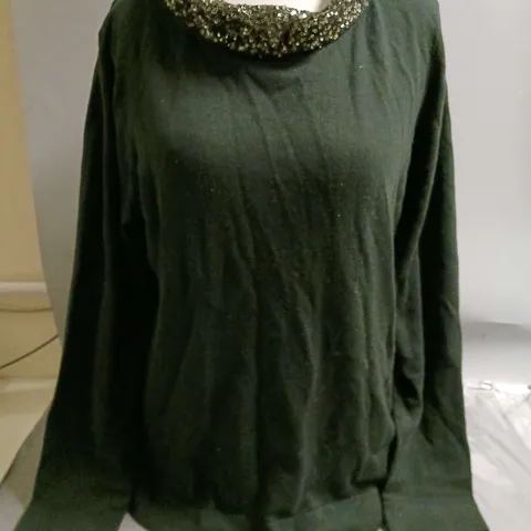HOBBS LONDON LADIES JUMPER WITH SEQUIN COLLAR BLACK SIZE XL