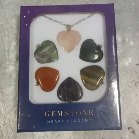 BOXED GEMSTONE HEART PENDANT SET