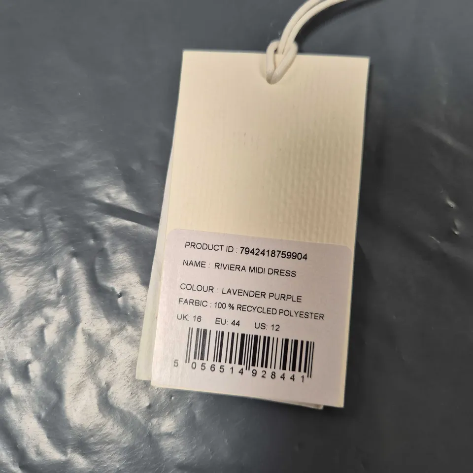 OMNES RIVIERA MIDI DRESS – LAVENDER PURPLE, UK 16 (EU 44, US 12)