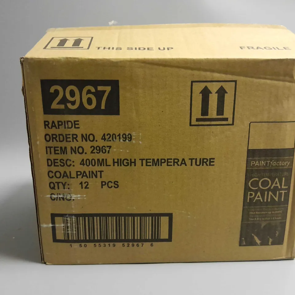APPROXIMATELY 12 PAINT FACTORY HIGH TEMPERATURE COAL PAINT 400ML