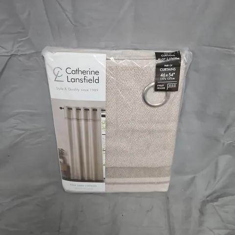 CATHERINE LANSFIELD PAIR OF CURTAINS – 46X54 INCHES (117X137 CM) EYELET HEADER