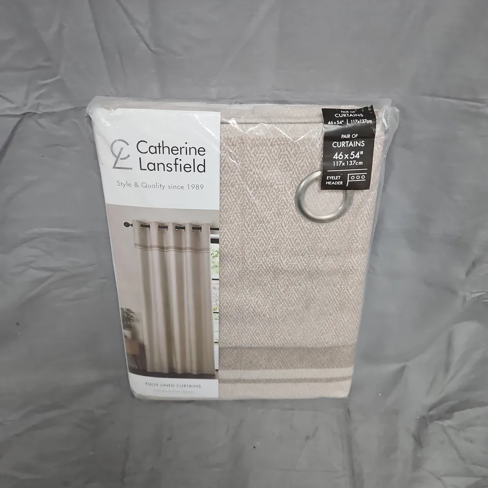 CATHERINE LANSFIELD PAIR OF CURTAINS – 46X54 INCHES (117X137 CM) EYELET HEADER