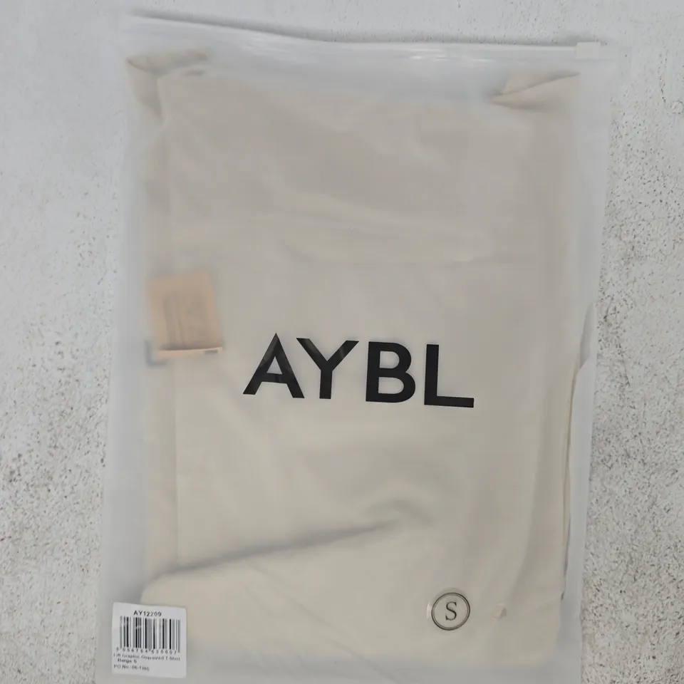 BAGGED AYBL LIFT GRAPHIC OVERSIZED T-SHIRT IN BEIGE SIZE SMALL